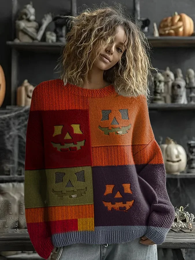 Women's Halloween Print Sweater 