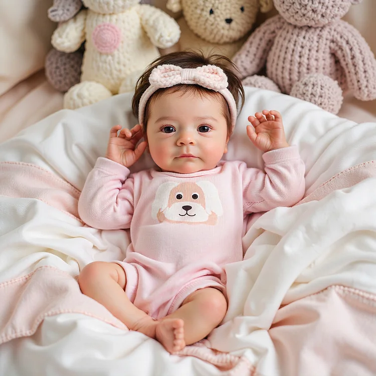18" Real Cute Lifelike Awake Reborn Newborn Doll Named Novara with Brown Hair：Realistic Reborn Baby Dolls By Rsgdolls®