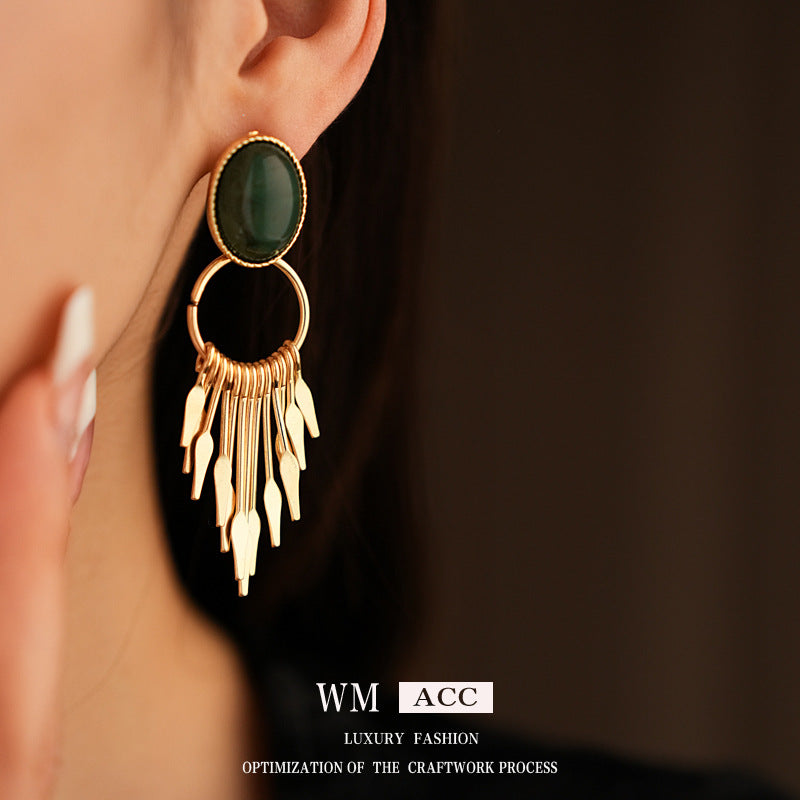 Medieval Round Ellipse Geometric Alloy Electroplating Earrings