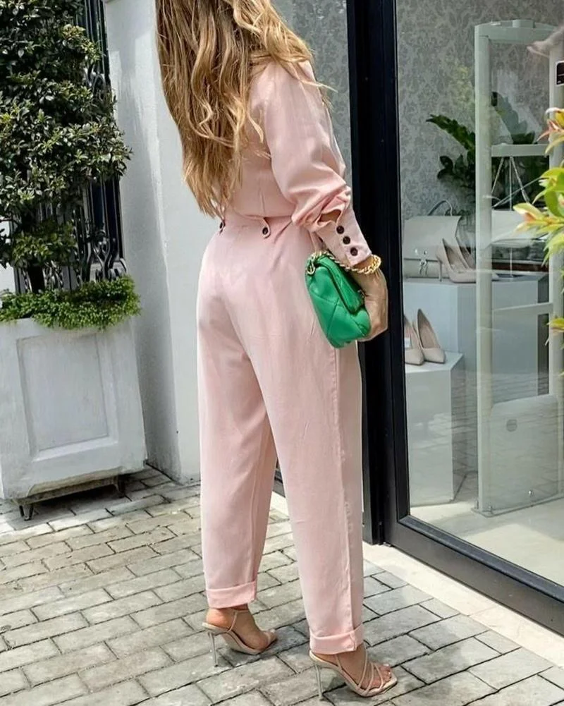 Solid Color Casual Two-piece Suit