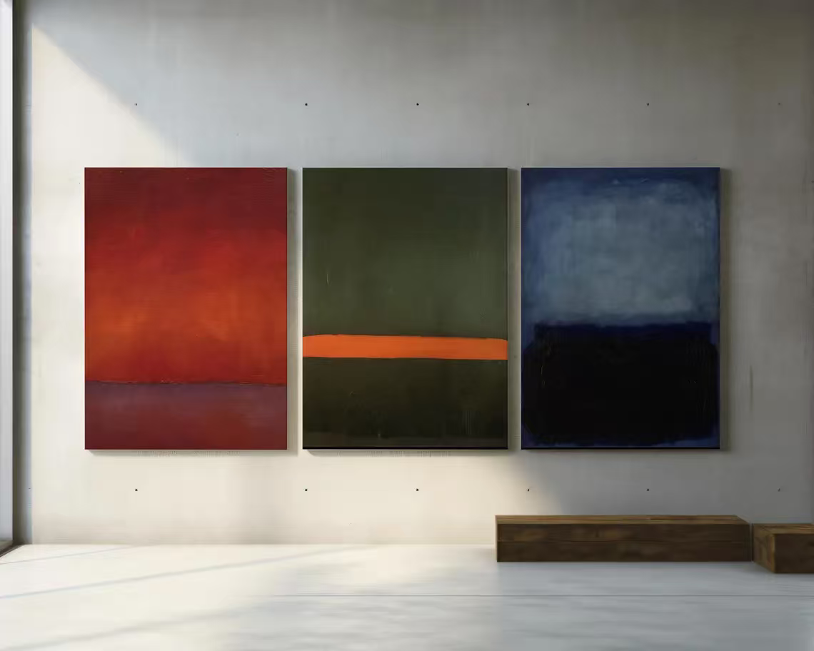 3-Piece Set Mark Rothko Orange Green Blue Canvas Wall Art
