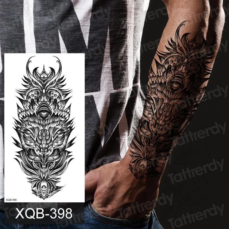 arm band tattoo men boy sexy black temporary waterproof tattoo wolf tiger lion king tribal tattoo design body art tattoos water