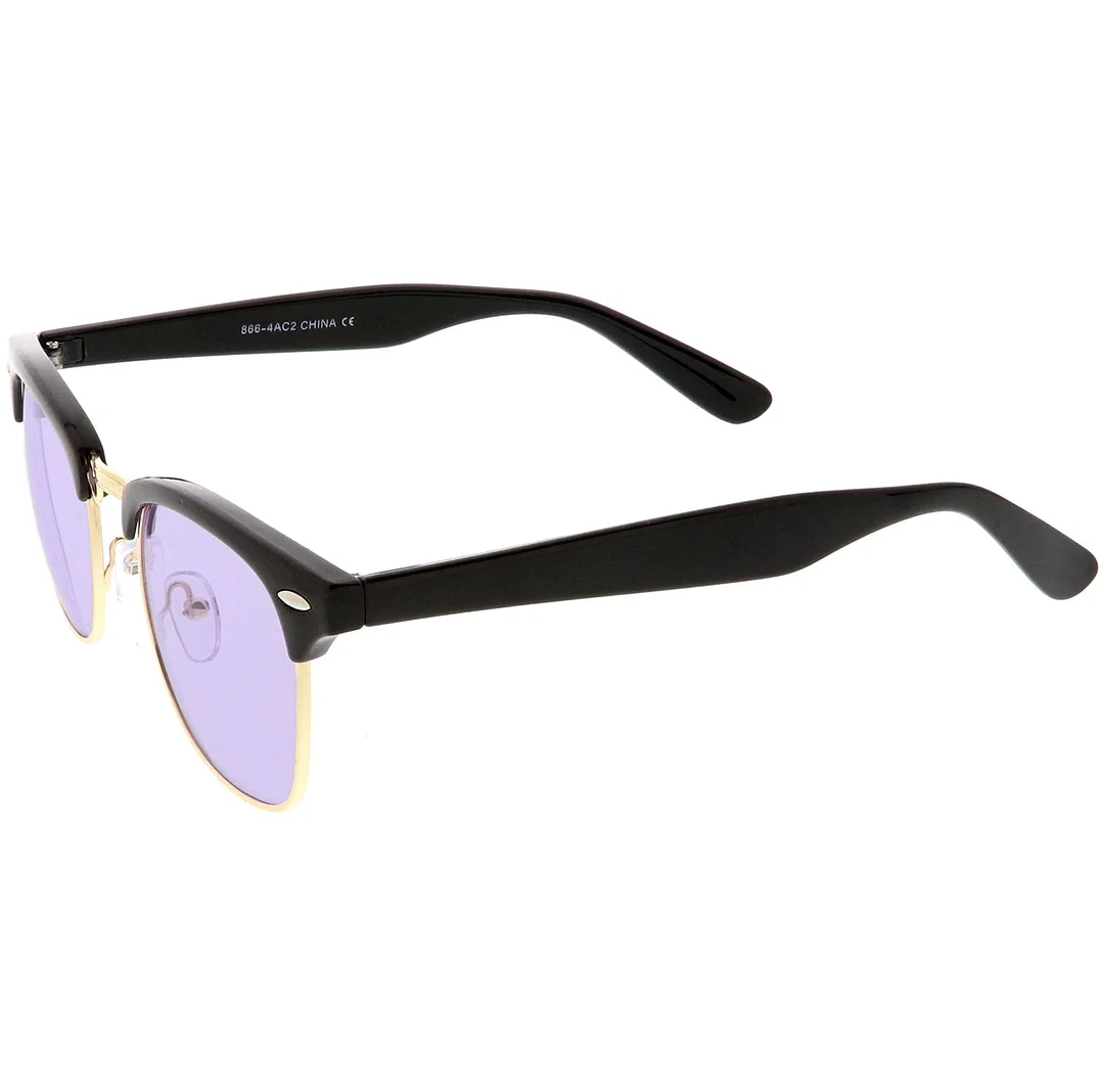 Modern Horn Rimmed glasses Semi Rimless Color Tinted Square Lens 49mm