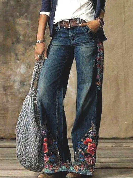 Wide-Leg Jeans Trousers