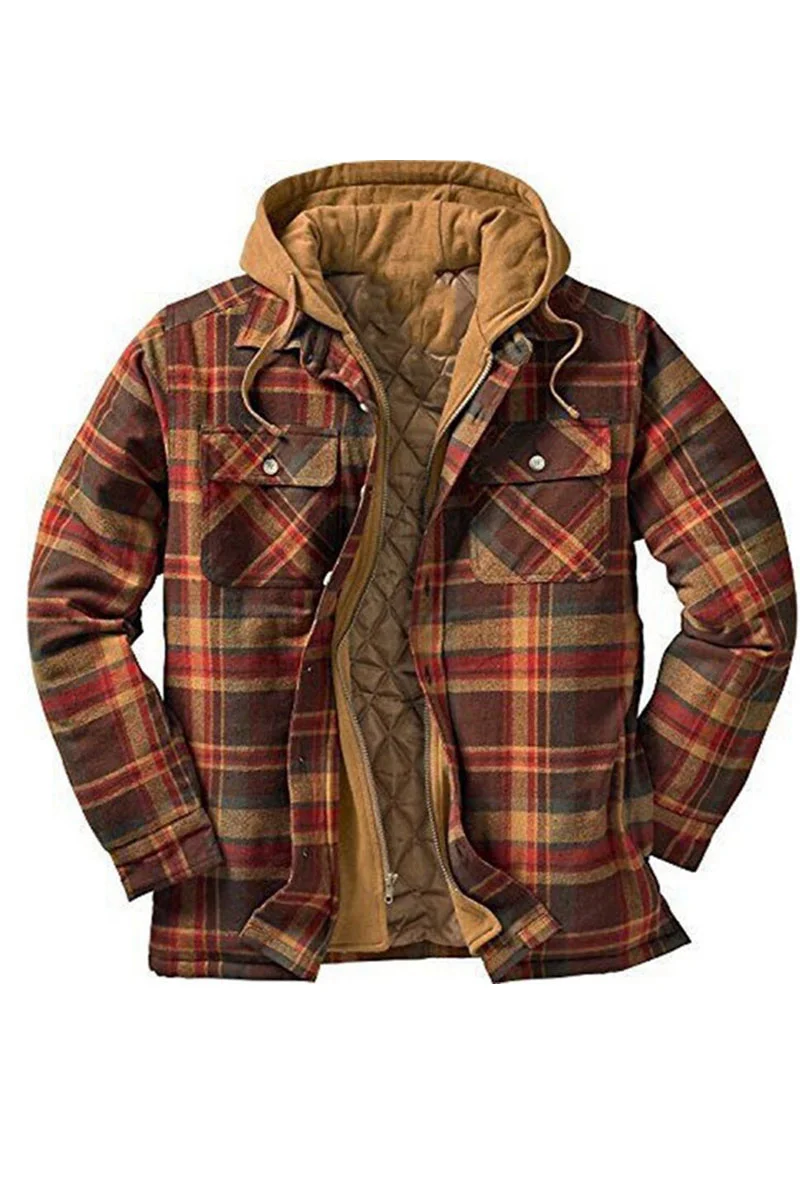 Men's Long Sleeve Plaid Printed Knitted Cardigan