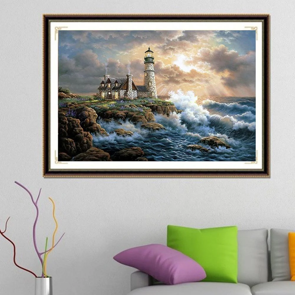 Diamond Painting - Full Round Drill - Seaside Lighthouse(40*30cm)