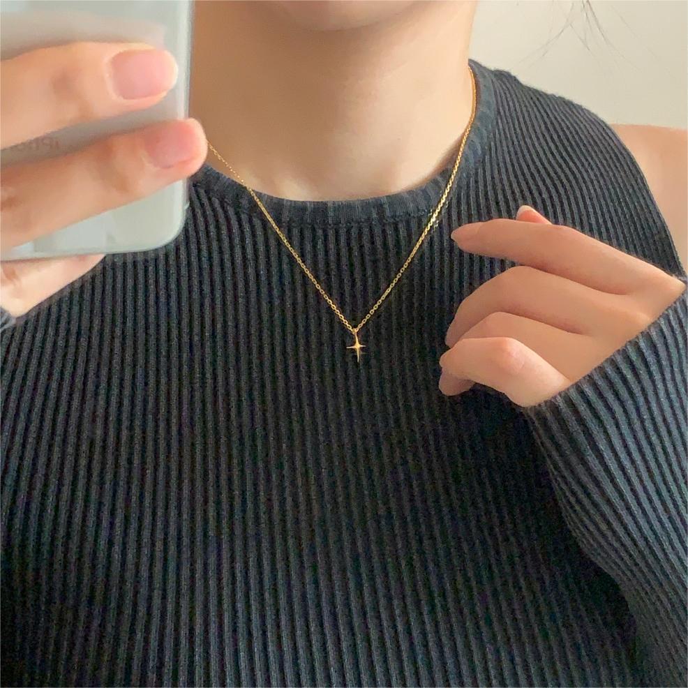 925 Sterling Silver Korean Tulip Geometric Silver Electroplating Necklaces