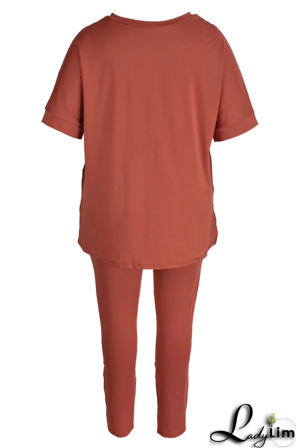 Tibetan Blue Fashion Casual Solid Slit V Neck Plus Size Two Pieces