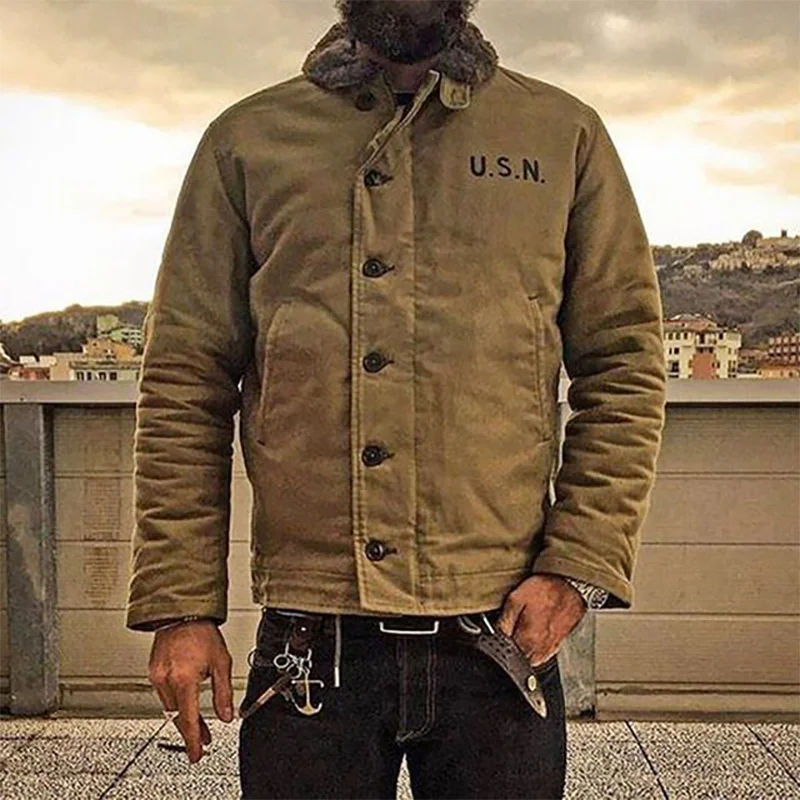 (The Last Day! 30% Off)2020 NON STOCK Khaki N-1 Deck Jacket Vintage USN Military Uniform For Men N1 / [viawink] /