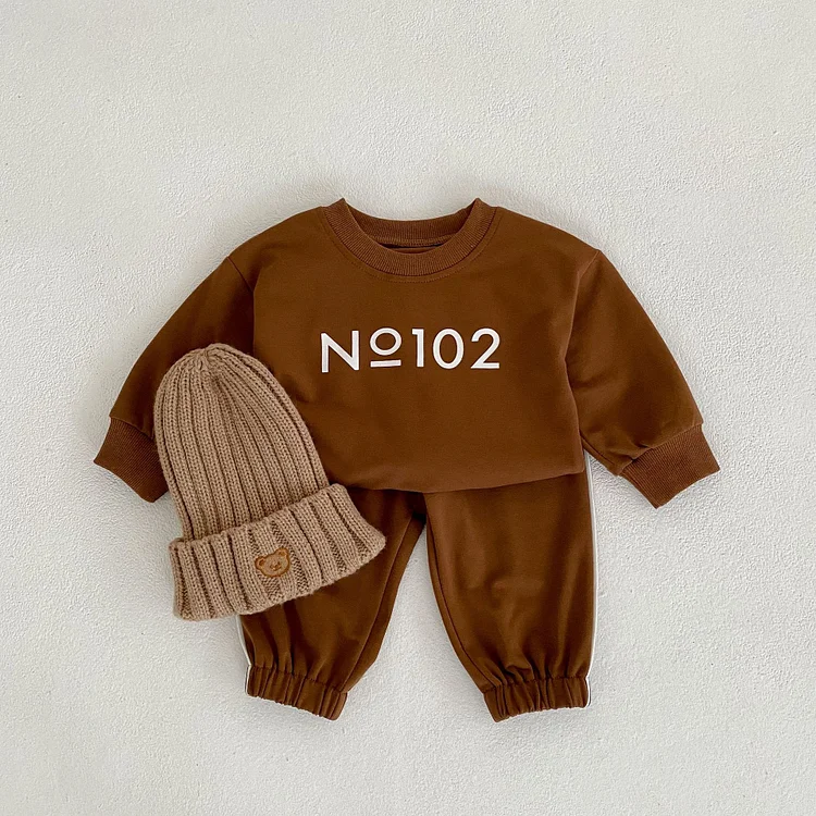 2pcs Baby Toddler Boy/Girl Letter Print Sweatshirt and Pants Set