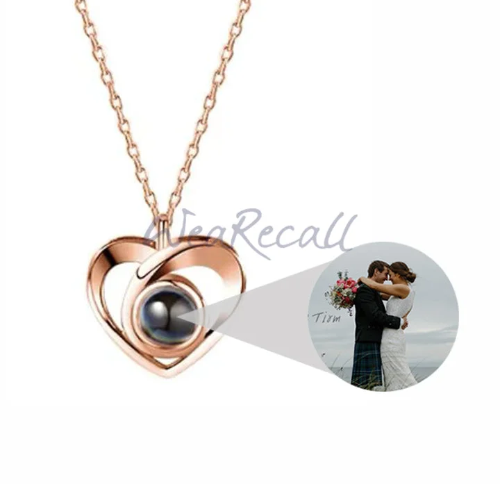 2023 Projector Picture Custom Personalized Heart Photo Necklace wetirmss