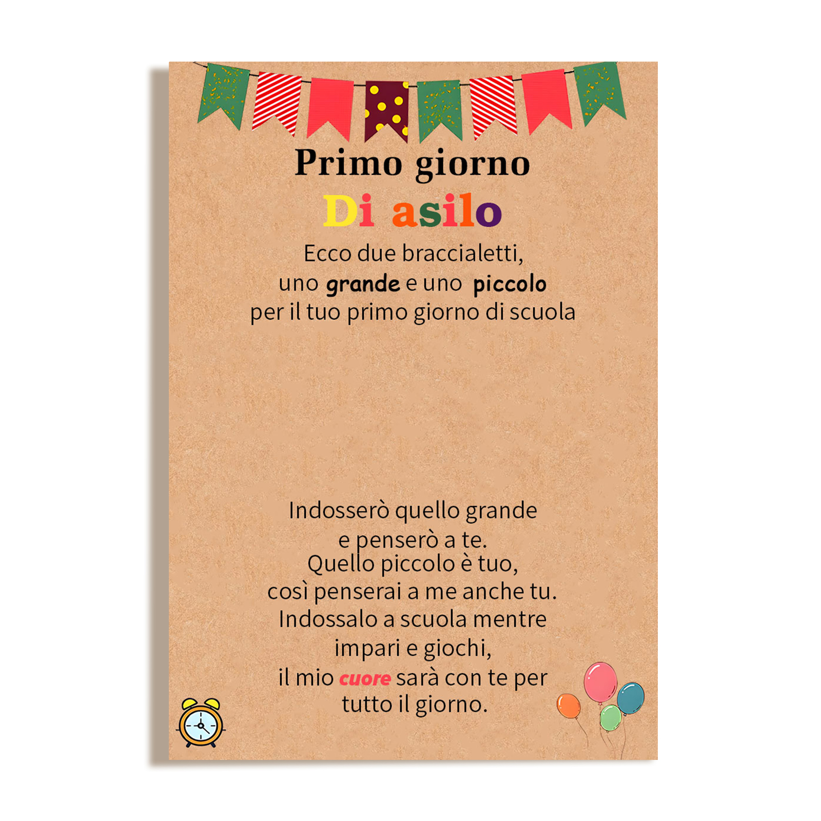 2PCS Braccialetto cuore regorabile regalo per bambina con carta