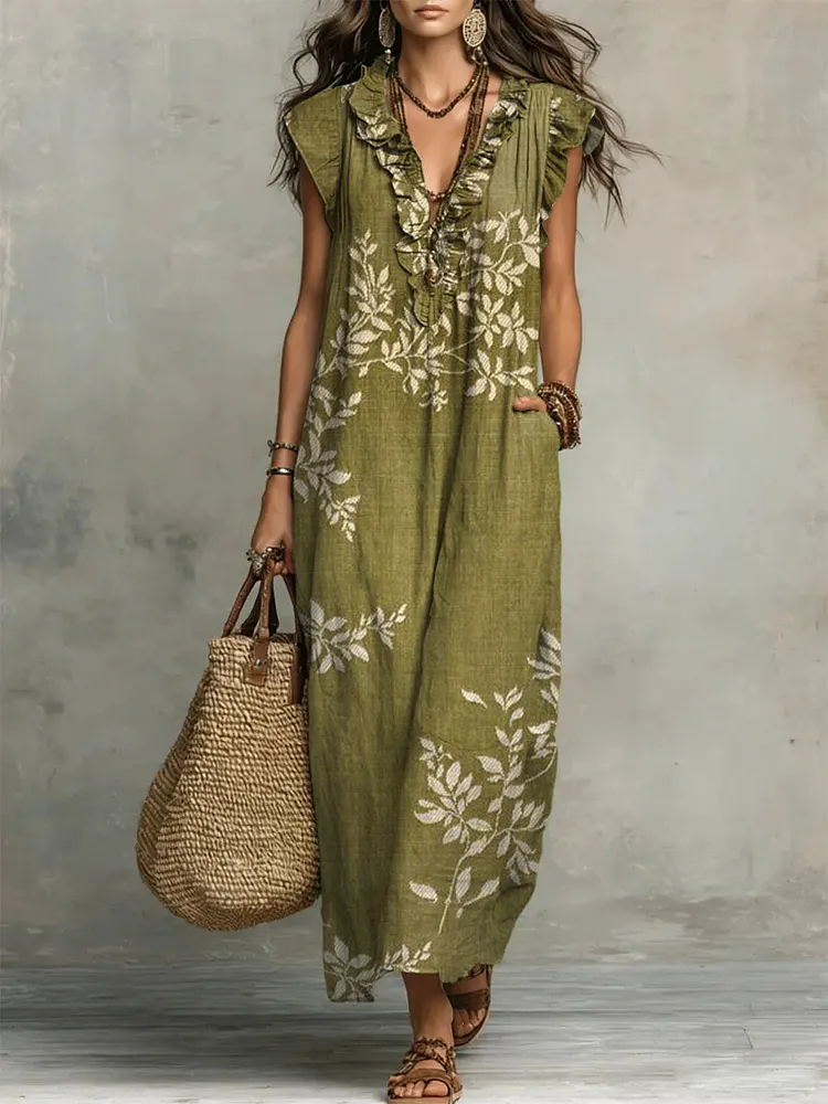 Women's Ruffled Floral Print Casual Dress