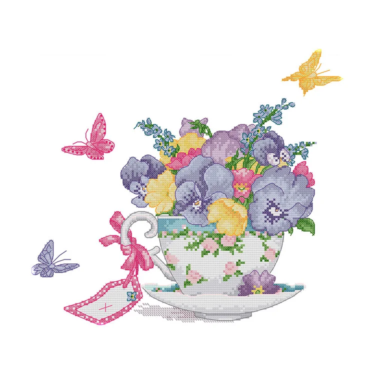 Flowers 14CT Printed Cross Stitch Kits (34*31CM) fgoby