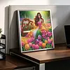 Tulip Garden Beaded Lady Special Shaped 5D DIY Partial Drill Diamond Painting Kits for Adults Beginners Home Decor Diamonds Dots Gem Art Kits Diamond Dots Paintings 11.81 X11.81inch