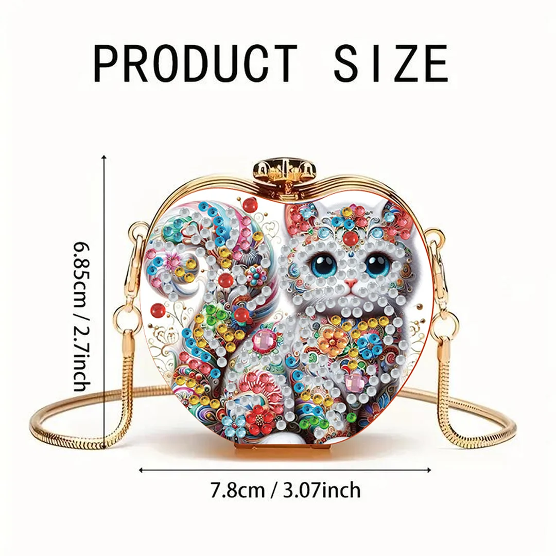 Cat DIY Acrylic Love Art Diamond Painting Coin Purse with Chain for Women Girls