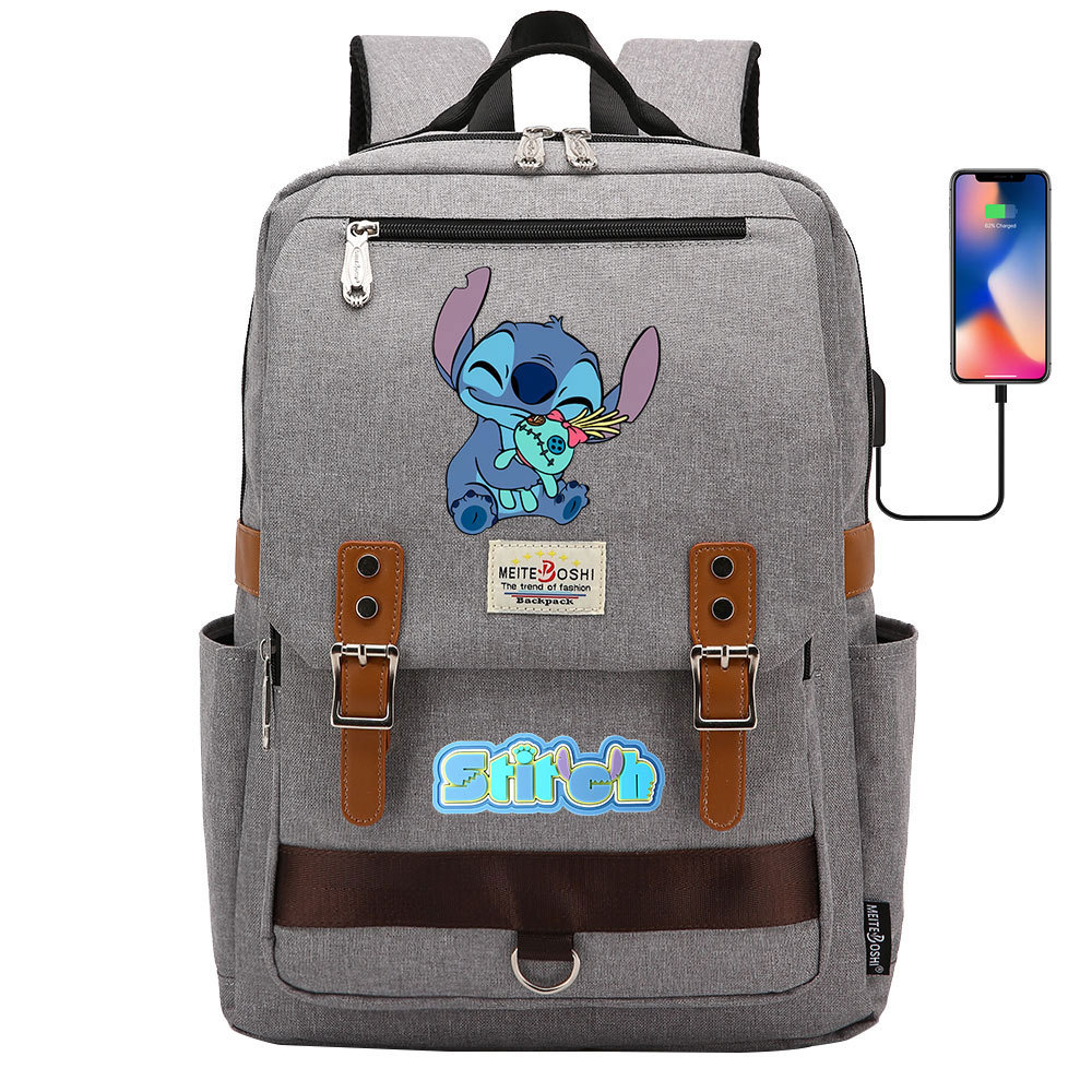 Stylish Lilo & Stitch Backpack with USB Charging and 15-Inch Laptop Compartment - Perfect for School and Travel-Mayoulove