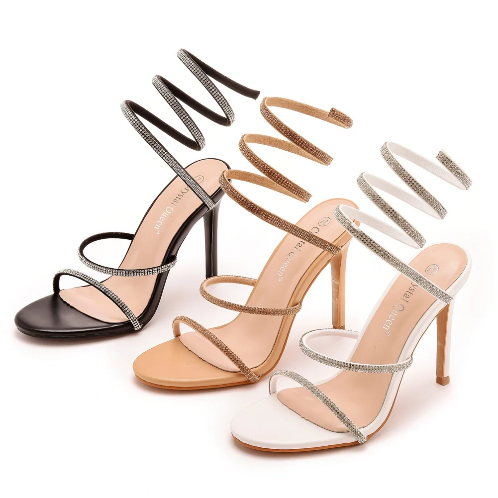 Breakj Breakj Women's Shoes Snake-Shaped Foot Wrist Around The Water Drill A Word With Thin Display High Sexy Fine Heel Roman Sandals