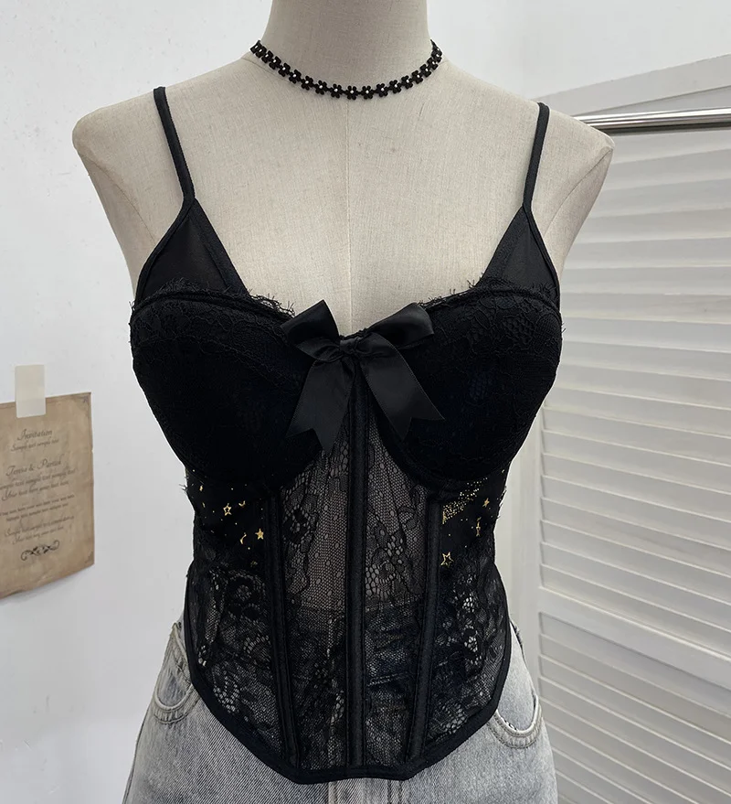 Nigikala Nigikala Shoot Spice Girls With Chest Pads Fish Bone Lace Sexy Sling Vest Short Boobs On The Back Of The Dress Woman 1127