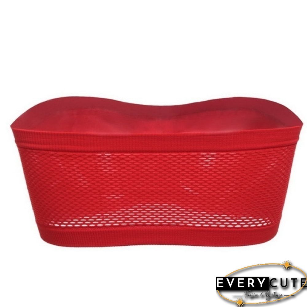 Women Basic Stretch Layer Strapless Seamless Solid Cropped Tube Top Bra Bandeau Underwear