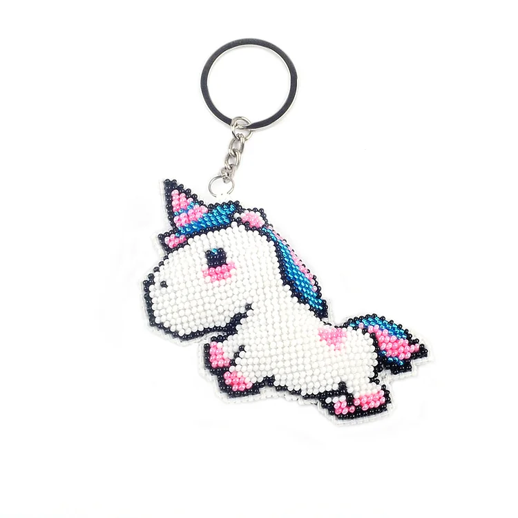 DIY Full Bead Embroidery Keychain Precisely Printed Keyring Cross Stitch Kits