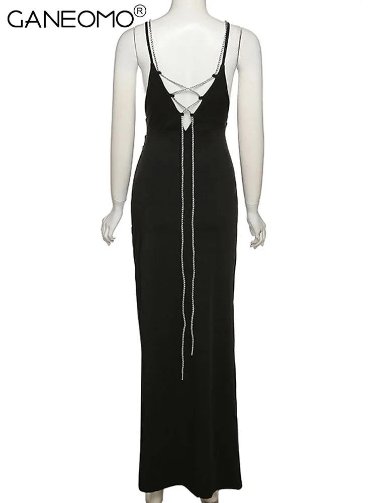 Elegant Sexy Slip Slit Bodycon Maxi Dress for Women