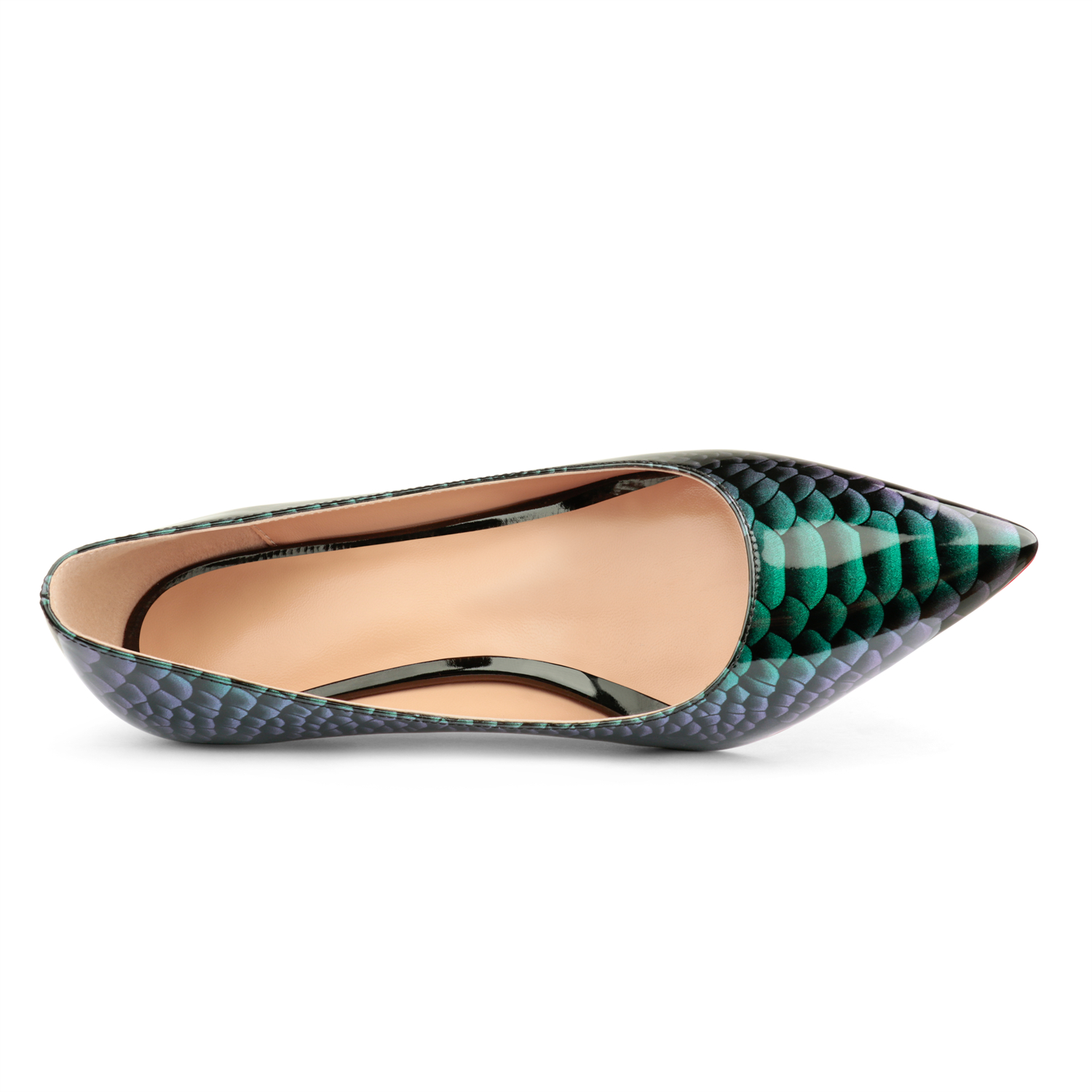 60mm Kitten Heels Pumps Green Snakeskin Comfortable Women Daily Shoes-vocosishoes