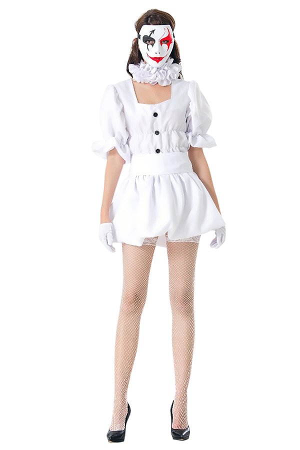 Sexy Women's Halloween Pennywise Clown Costume White-elleschic