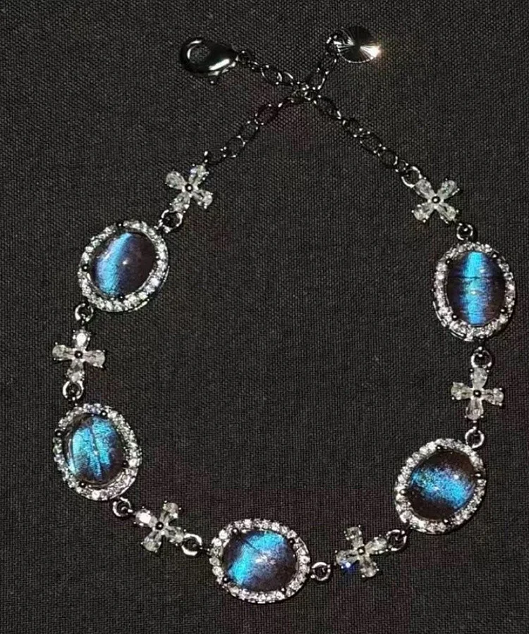 Fine Blue Copper Alloy Zircon Gem Stone Charm Bracelet
