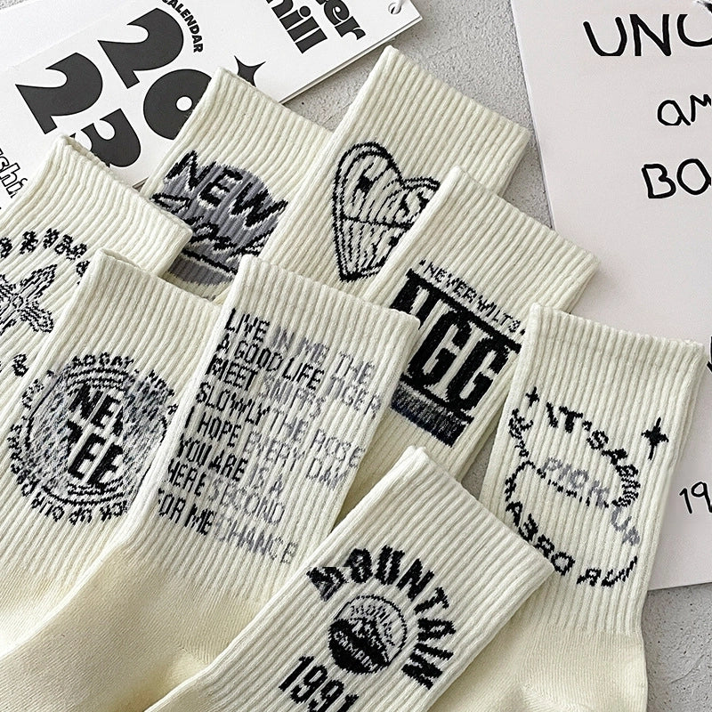 Socks Men’s Mid-calf Socks Spring And Summer Thin Cotton Socks Long Breathable Sweat-absorbent Retro Men’s Sports Autumn And Winter