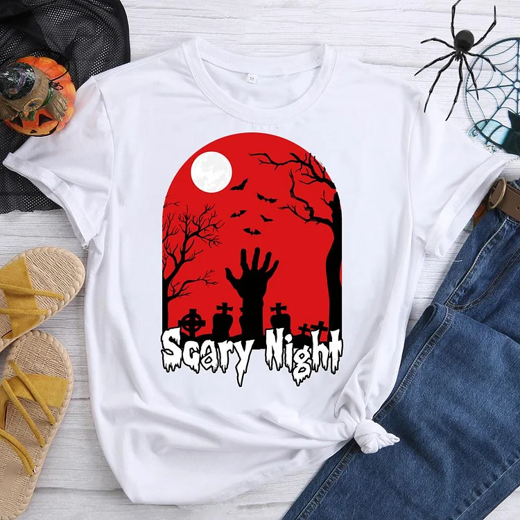 Scacy Night Round Neck T-shirt-0018708