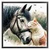 Cat Horse-Partial 11CT Stamped Cross Stitch Bead Embroidery 36*36cm/14.17*14.17in tapestrymarket