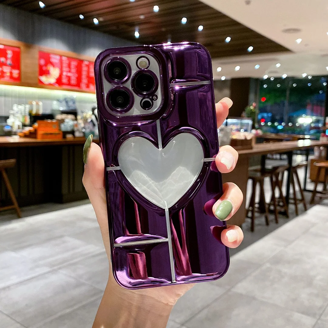 3D Plating Heart Logo View Case for iPhone