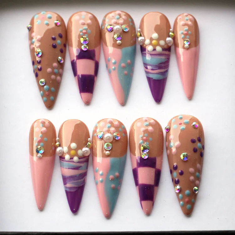 Glitter Blossom Press On Nails