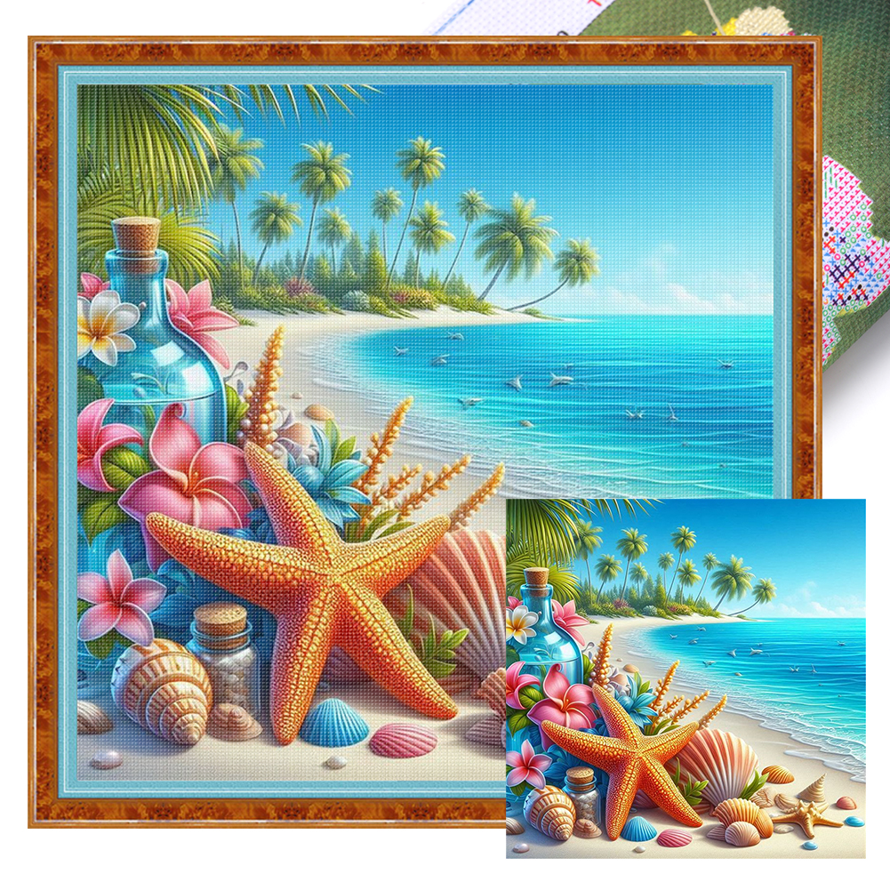 Seaside Scenery Full 11CT Pre-stamped Canvas(40*40cm) Cross Stitch