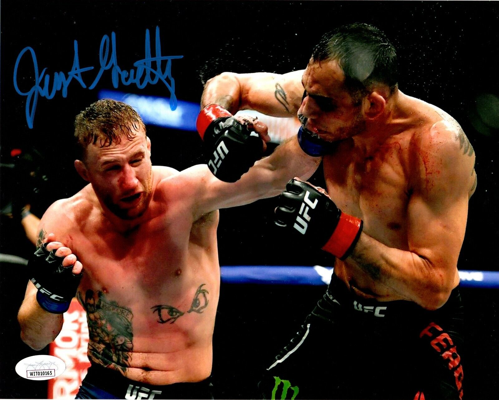 Justin Gaethje autographed signed 8x10 Photo Poster painting UFC The Highlight JSA COA Ferguson