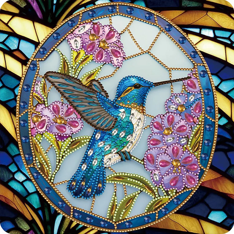Hummingbird Glass Painting 30*30CM(Canvas) Special Shaped Drill Diamond Painting gbfke