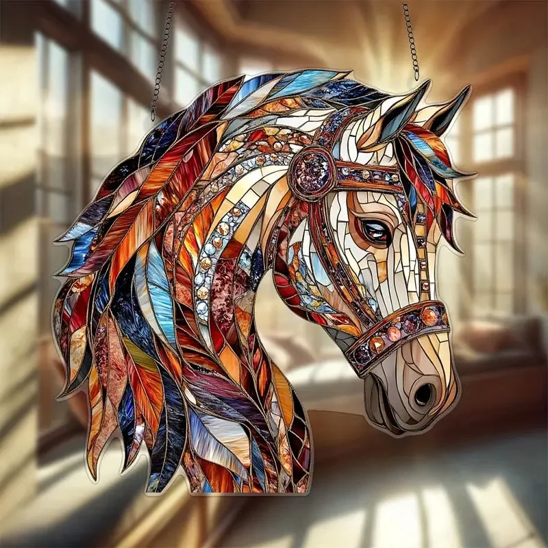 Amber Steed Stained Art Ornament (8 inches) 