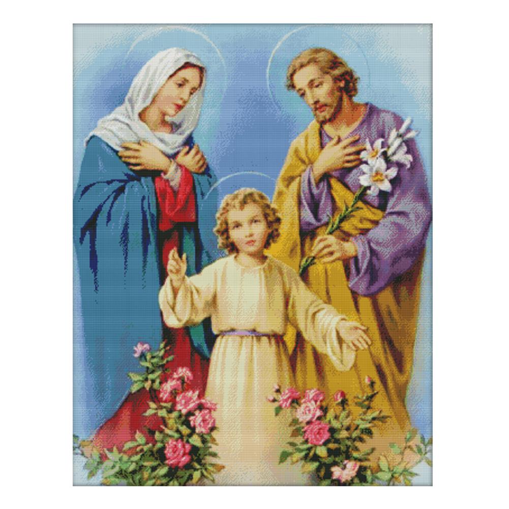 

Holy Family Three - 14CT Stamped Cross Stitch - 84*68cm, 501 Original