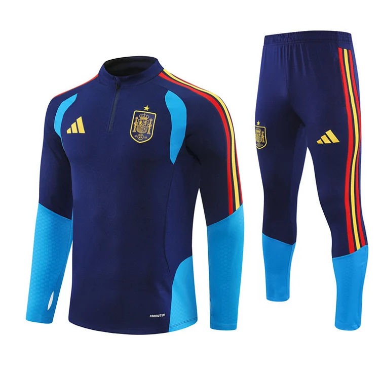 2627 Spain Long-sleeved Half-length Training Suit Adult Set