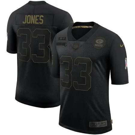 Men's Green Bay Packers #33 Aaron Jones 2020 Black Salute To Service Limited Stitched Jersey TQ74