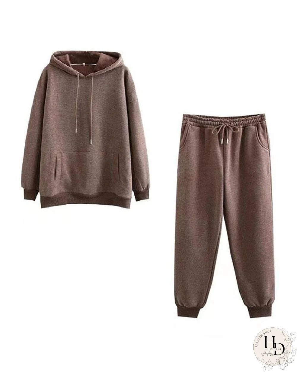 Women Oversize Fleece Tracksuits 2 Pieces Sets Streetshot Hoodie&Sweatpants