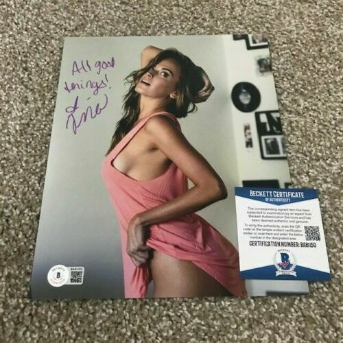 JENA SIMS Signed Autograph 8x10 Photo Poster painting SEXY IN PINK BAS BECKETT