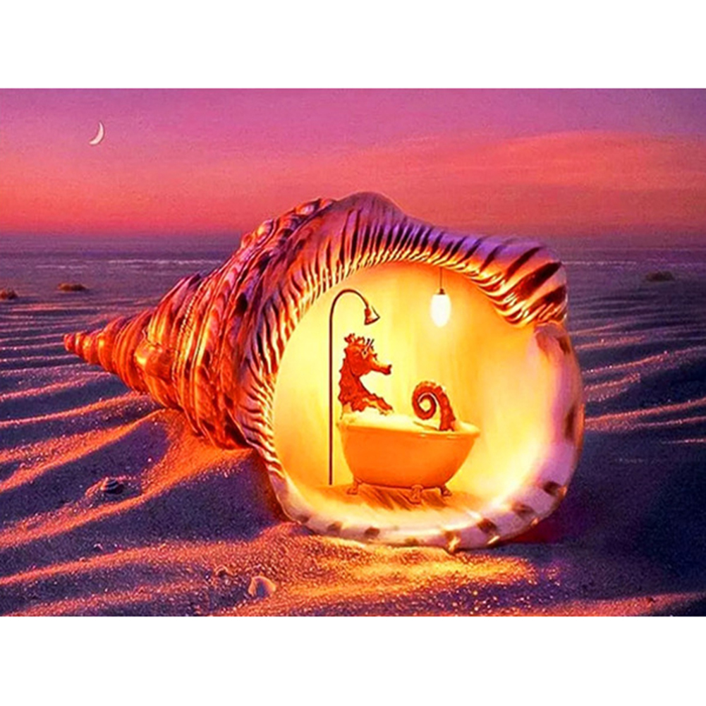 

45*35CM - Round Drill Diamond Painting - Conch, 501 Original