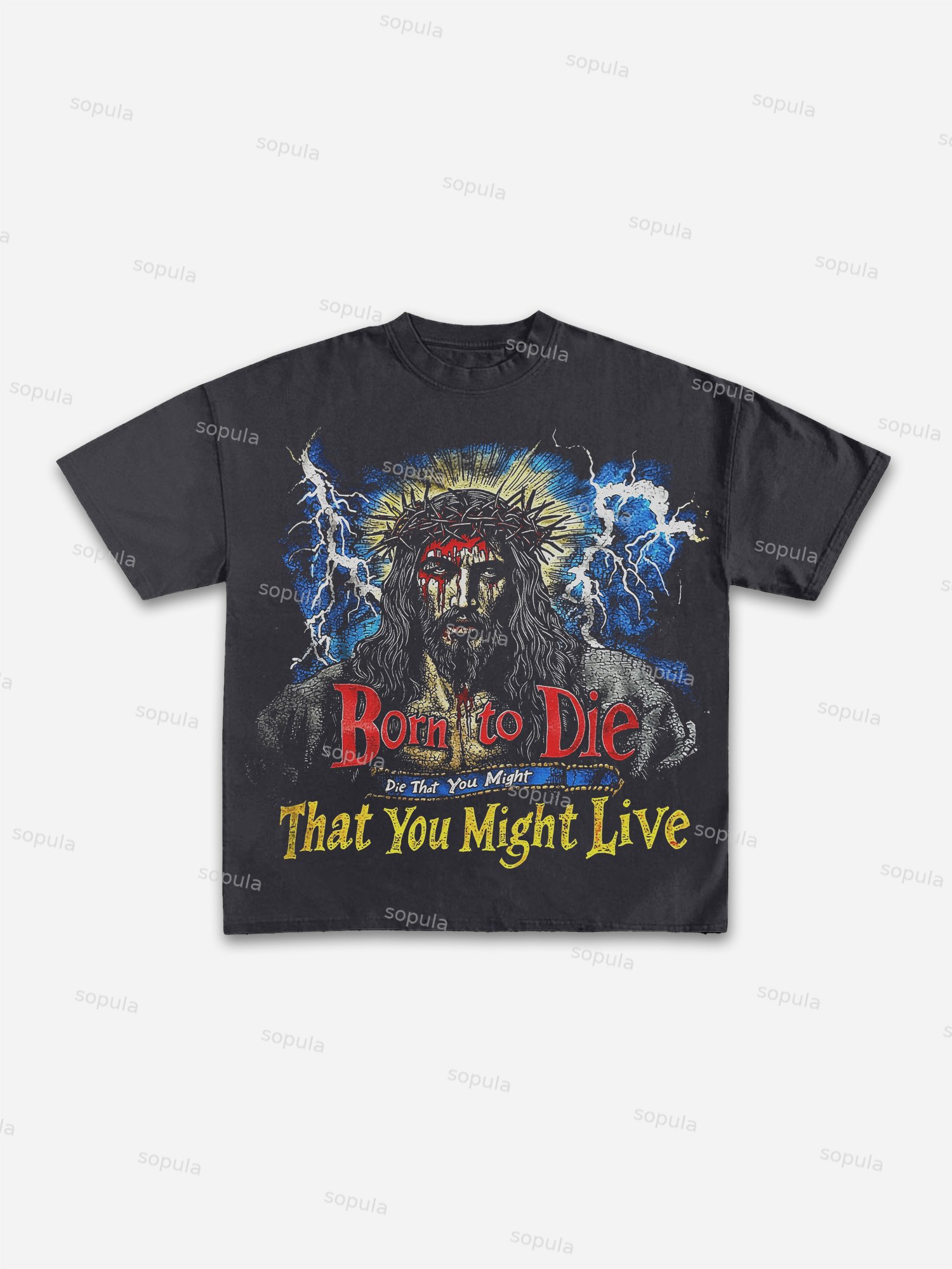 Vintage Jesus God's Story Graphic Print Cotton T-shirt - Sopula｜Premium Graphic Tees & Graphic Clothing