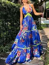 Floral Printed Plunging Maxi Dress