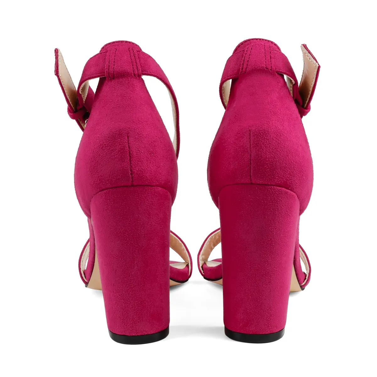 3.54"/9cm Chunky Block High Heels Ankle Strap Heeled Sandals