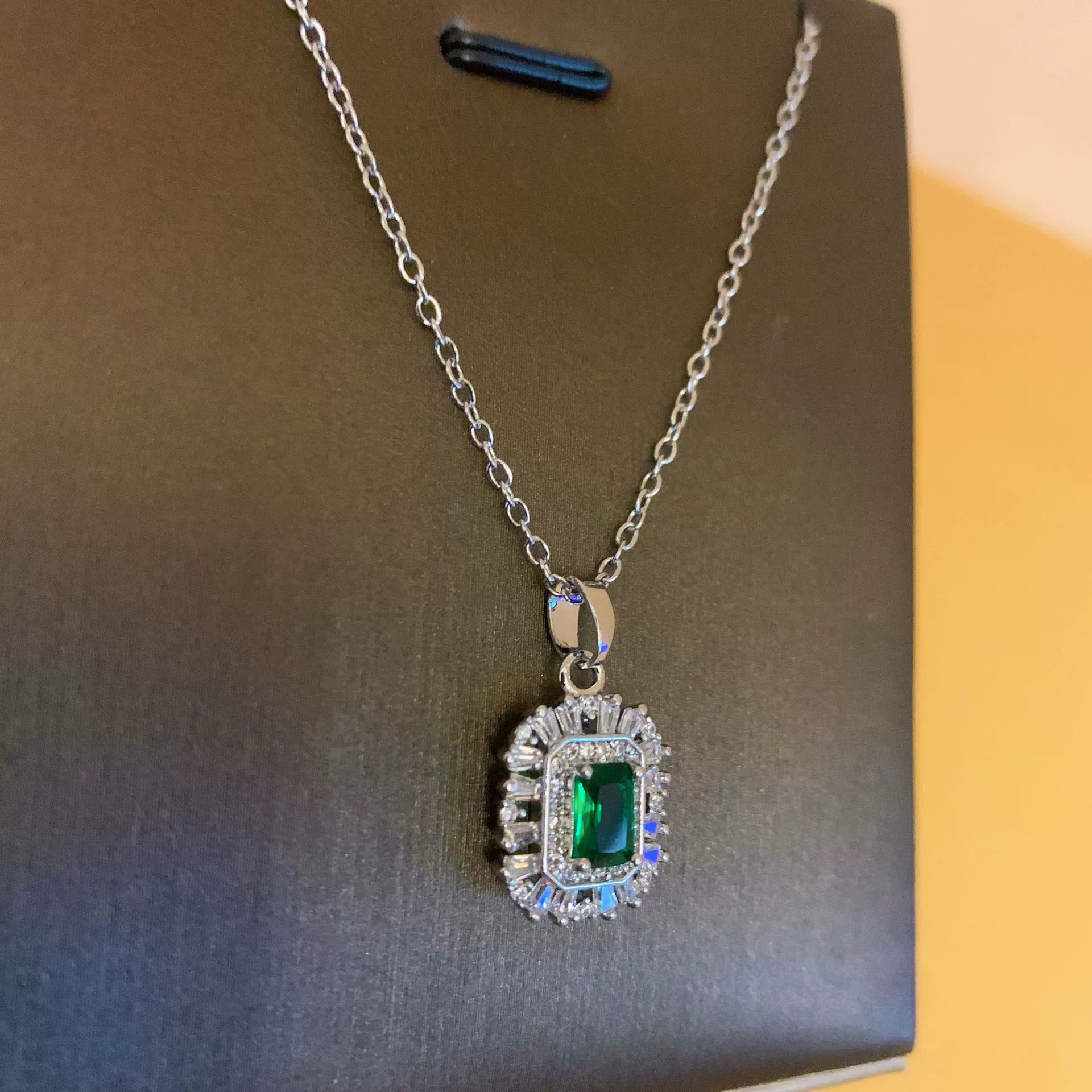 Emerald T Zirconia Gold Plated Necklace