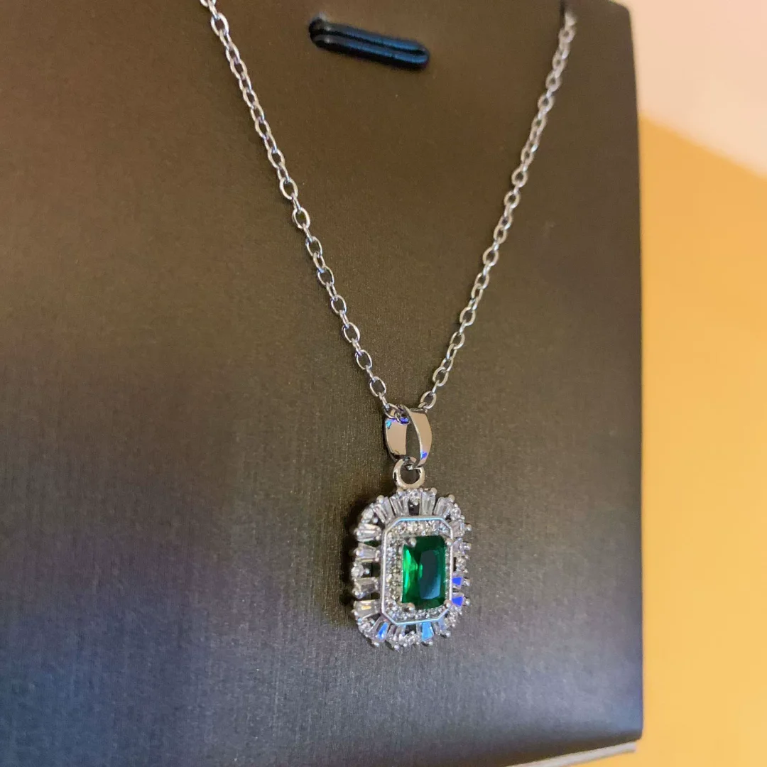 Emerald T Zirconia Gold Plated Necklace