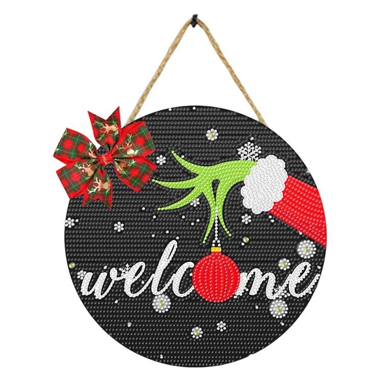 Christmas Wooden Merry Christmas Welcoming Words Crystal Hanging Home Wall Decor